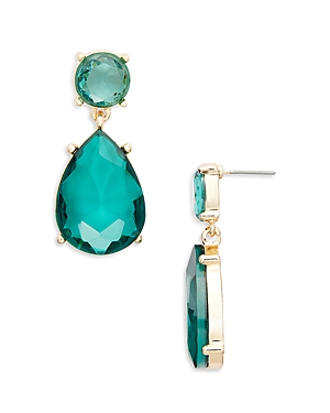 Aqua Stone Drop Earrings In 16k Yellow Gold Plated - 100% Exclusive In Emerald/gold