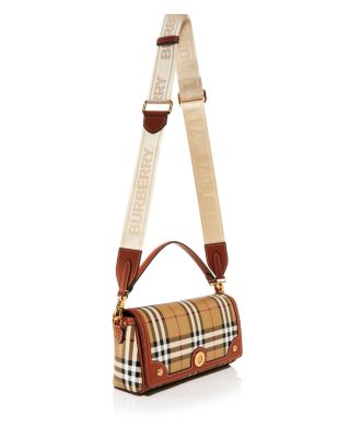 Check & Leather Top Handle Shoulder Bag