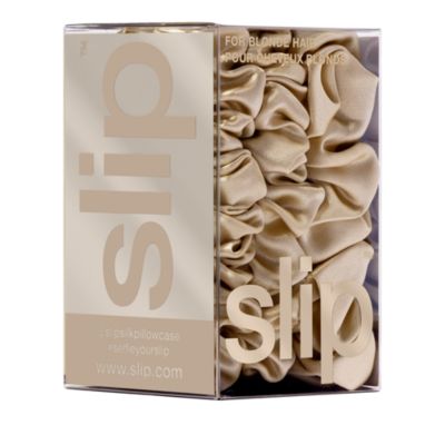 Pure Silk Back to Basics Midi/Large Scrunchies in Blonde, Set of 3