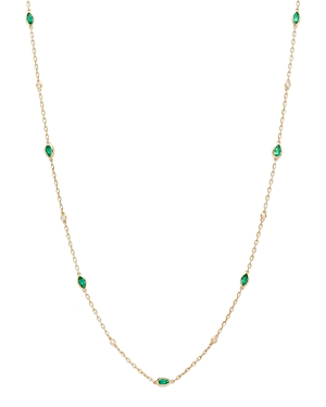Bloomingdale's Emerald & Diamond Station Necklace in 14K Yellow Gold, 22