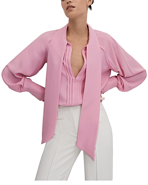 Reiss Ella Tie Detail Blouse In Pink