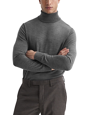 Shop Reiss Caine Merino Wool Slim Fit Turtleneck Sweater In Mid Gray Melang