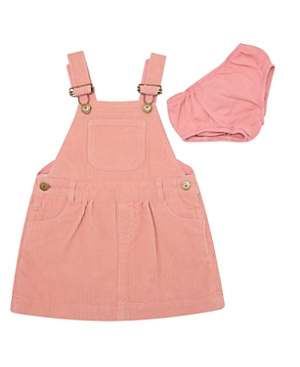 Dotty Dungarees Girls' Cord Overall Dress - Baby, Little Kid, Big Kid In Pink