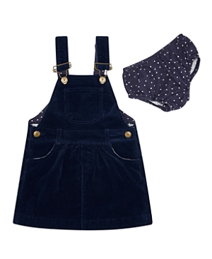Shop Dotty Dungarees Girls' Cord Overall Dress - Baby, Little Kid, Big Kid In Navy Blue