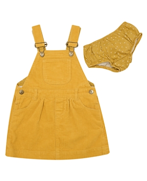 Shop Dotty Dungarees Girls' Cord Overall Dress - Baby, Little Kid, Big Kid In Ochre