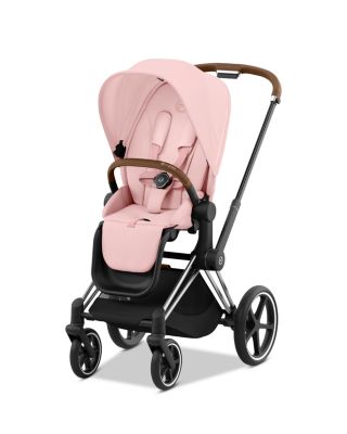 PRIAM 4 Stroller – Chrome Frame with Brown Handle