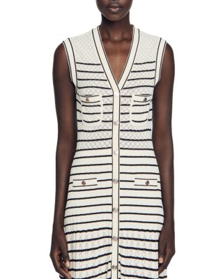 Ladies Dresses Theory Striped Knit Dress Templeton Sleeveless