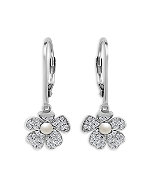 Aqua Cultured Freshwater Pearl Flower Drop Earrings In Sterling Silver - 100% Exclusive In Fpl/ss