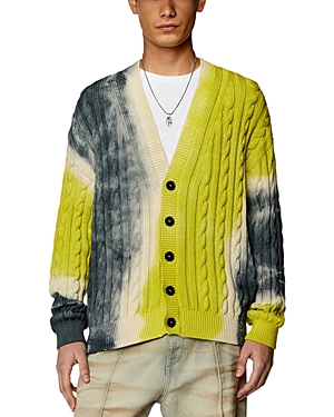 Shop Diesel Jonny Relaxed Fit Cable Knit Cardigan Sweater In Lime Green