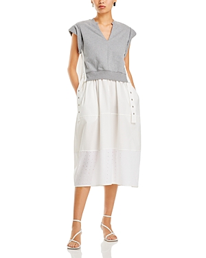 Shop 3.1 Phillip Lim / フィリップ リム Rolled Sleeve Sweatshirt Cotton Dress In Grey Melange/iovry