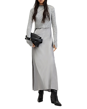 Shop Allsaints Amos 2-in-1 Maxi Dress In Grey Marl