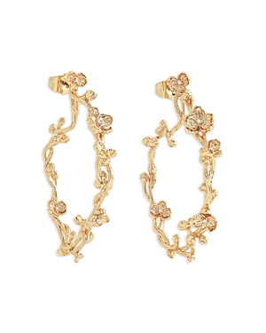 Shop Anabel Aram Orchid Hoop Earrings In 18k Gold Plated