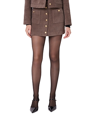 Shop English Factory Button Front Knit Mini Skirt In Brown
