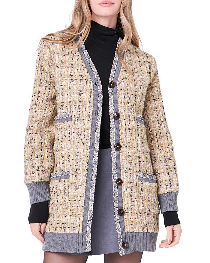 English Factory Button Front Boucle Coat | Bloomingdale's