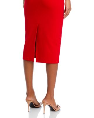 V Neck Ponte Short Sleeved Midi Dress - Exclusive