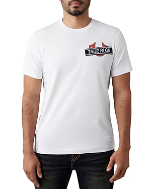 Shop True Religion Srs Tape Cotton Logo Graphic Tee In Optic White
