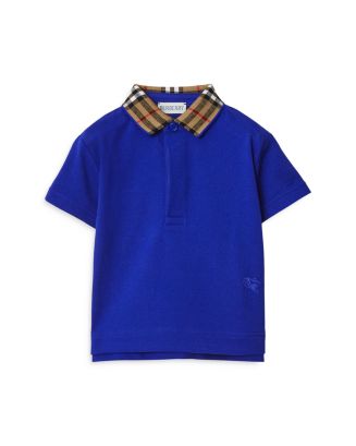 Burberry Boys Johane Check Collar Polo Shirt in Black