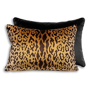 Scalamandre Leopardo/indus Lumbar Decorative Pillow, 22 X 14 In Ivory, Gold & Black / Onyx