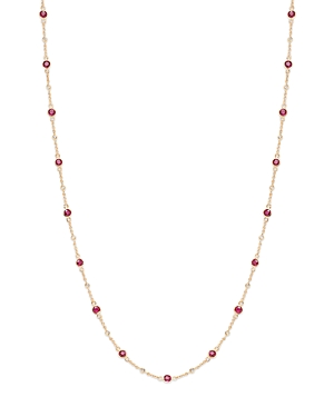 Bloomingdale's Ruby & Diamond Bezel Station Collar Necklace In 14k Yellow Gold, 16-18 In Red/gold