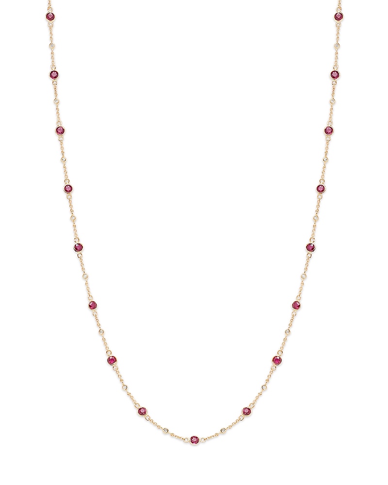 Bloomingdale's Ruby & Diamond Bezel Station Collar Necklace In 14k Yellow Gold, 16-18 In Ruby/gold