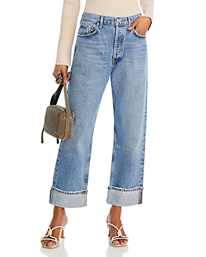 Shop Agolde Fran High Rise Wide Leg Low Slung Cuffed Jeans In Invention