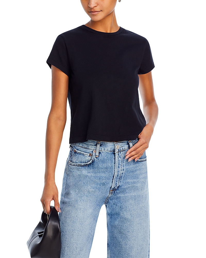 Agolde Adine Cotton Shrunken Tee In Black