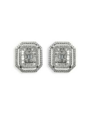 ZYDO - 18K White Gold Mosaic Diamond Diamond Stud Earrings, 1.98 tcw