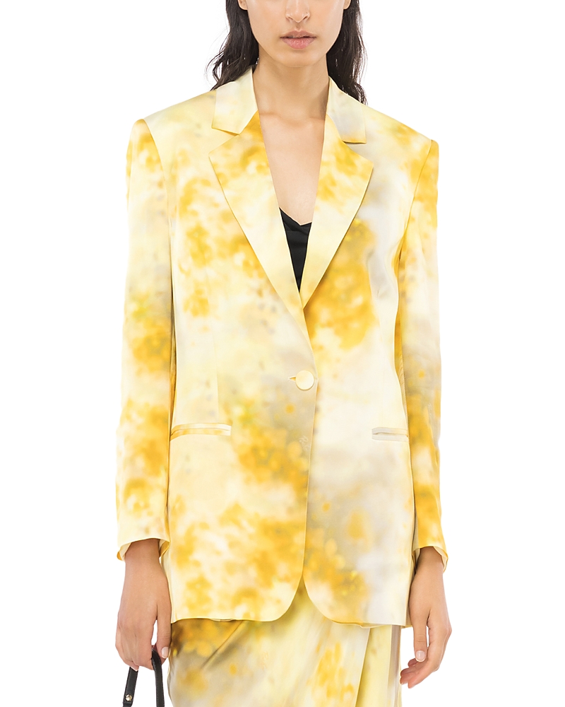 Pinko Blazer En Satin Dégradé À Fleurs In Yellow