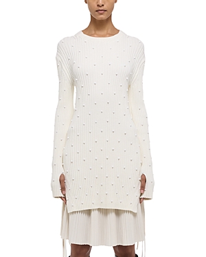 Shop Helmut Lang Cotton Ribbed Knit Mini Dress In Iovry