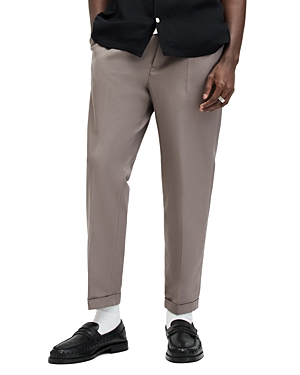 Allsaints Tallis Slim Fit Cropped Tapered Trousers In Chestnut Brown