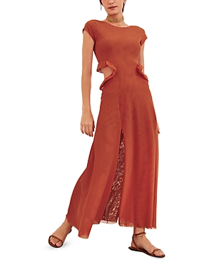 Vix Evie Solid Maxi Cover Up Dress In Orange