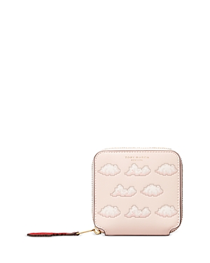 Tory Burch Leather Bi Fold Wallet In Delicate Pink/gold