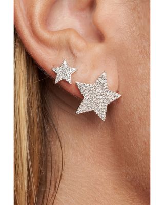 Rhodium & 14K Yellow Gold Diamond Mini Star Infinity Stud Earrings