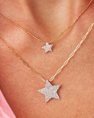 14K Yellow Gold & Rhodium Diamond Mini Star Infinity Necklace, 16-18"