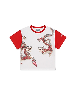 Shop Kenzo Boys' Dragon Print Short Sleeved Tee - Little Kid, Big Kid In Ivory