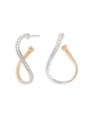 Marco Bicego - 18K White & Yellow Gold Marrakech Diamond Small Twist Hoop Earrings