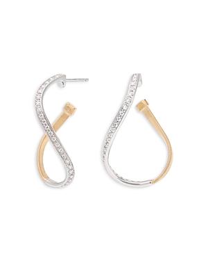 Shop Marco Bicego 18k White & Yellow Gold Marrakech Diamond Small Twist Hoop Earrings In White/gold