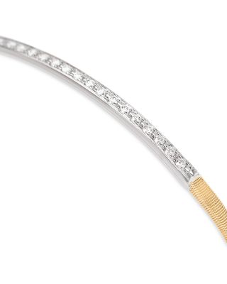 18K White & Yellow Gold Marrakech Diamond Twist Bangle Bracelet 