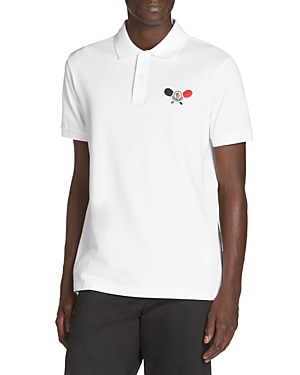 Moncler Tennis Logo Patch Polo Shirt In White