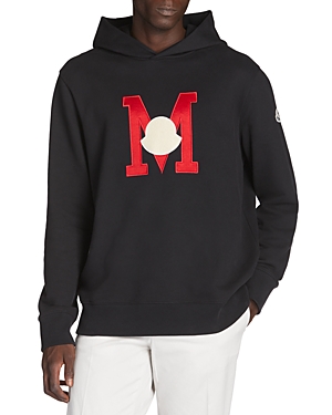 Moncler Embroidered-logo Cotton Hoodie In Navy