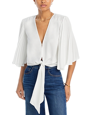Shop Ramy Brook Sama Tie Front Blouse In Ivory