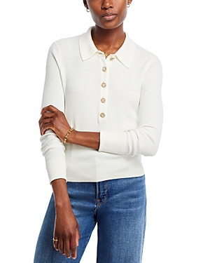 Shop L Agence L'agence Sterling Jewel Button Collared Sweater In Ivory