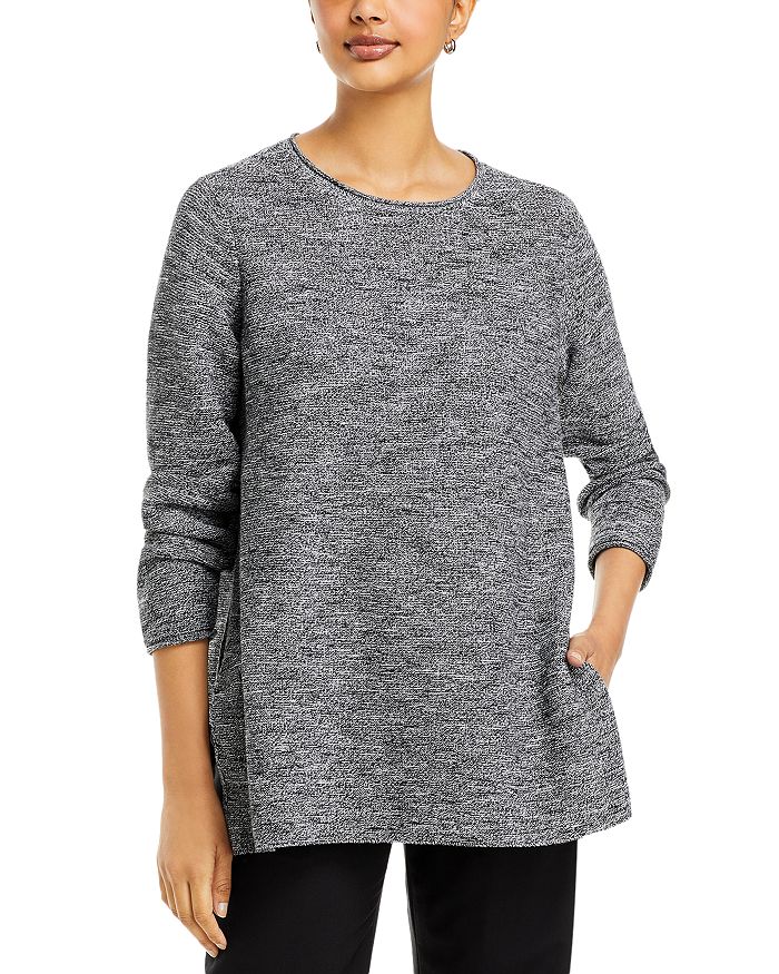 Eileen Fisher Marled Knit Cotton Tunic Top - 100% Exclusive ...