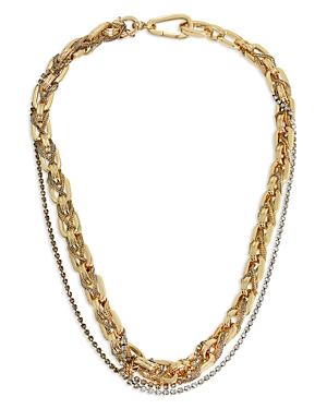 Allsaints Rhinestone Chain Braided Link Collar Necklace in Two Tone, 18