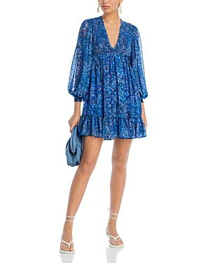 Aqua Smocked Long Sleeve Dress- 100% Exclusive In Blue