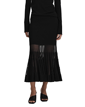Shop Reiss Tilly Sheer Knit Detail Skirt In Black