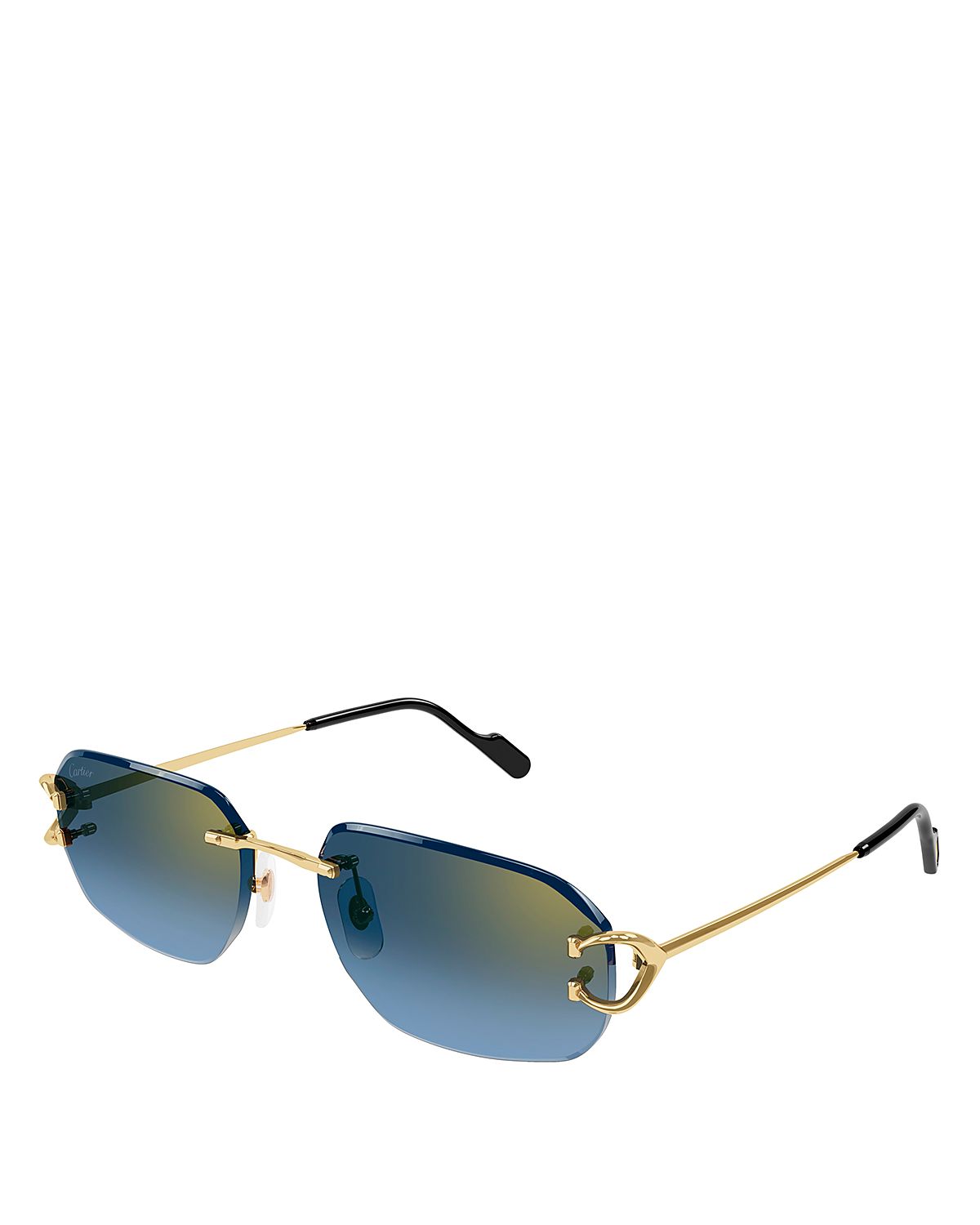 Cartier Decor 24 Carat Gold Plated Rimless Rectangular Sunglasses, 58mm