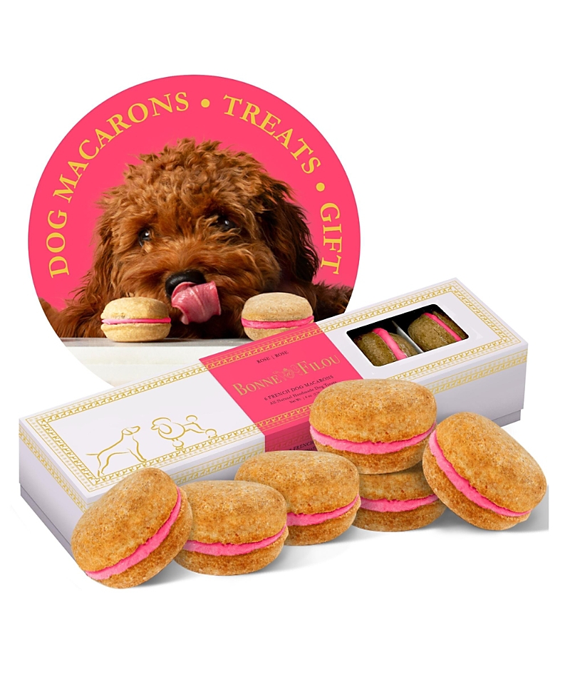 Bonne et Filou Rose Dog Macarons, 6 Count