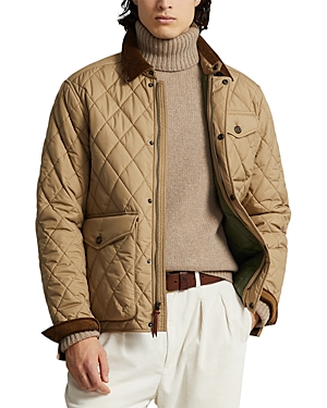 Shop Polo Ralph Lauren Quilted Water Repellent Full Zip Jacket In Desert Khaki