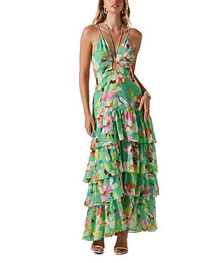 Astr The Label Aneira Dress In Green Pink Multi